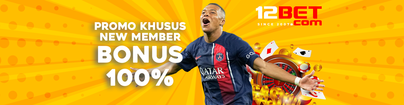 Bonus Selamat Datang Member Baru 100% di 12BET Indonesia